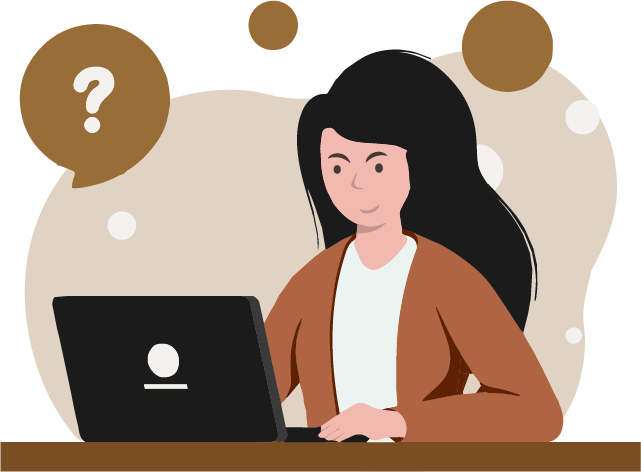 Illustration of the woman sitting with laptop