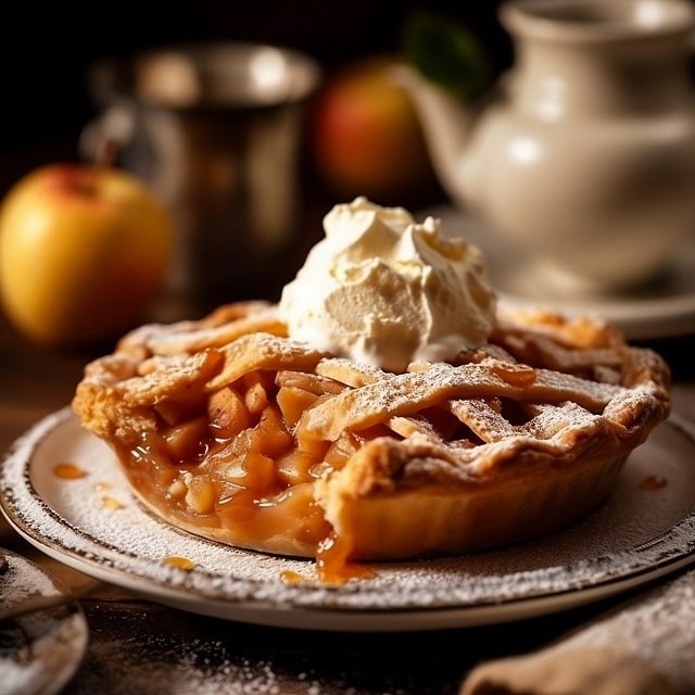 Apple pie with cream